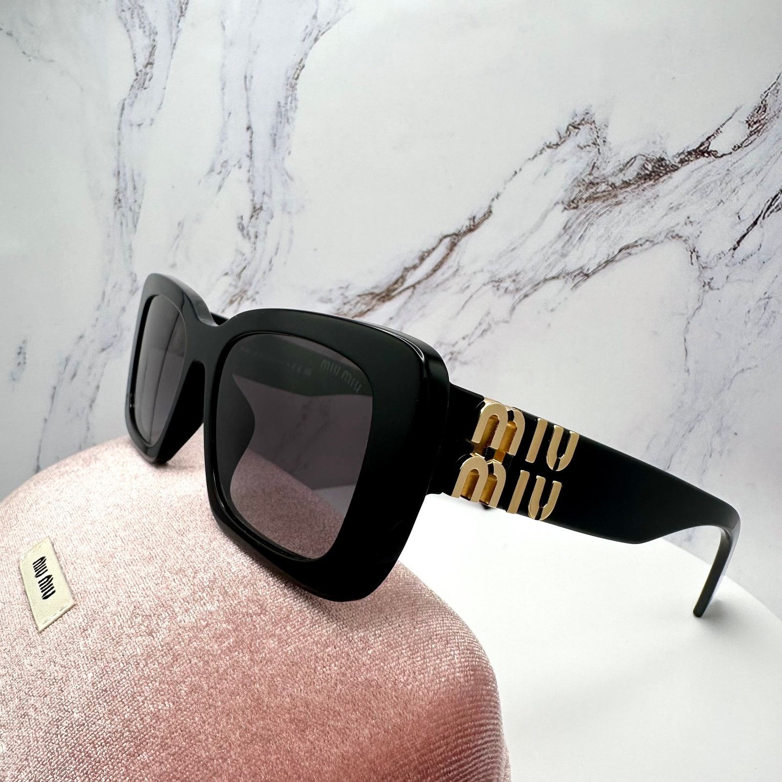 Miu Miu New MIU MIU Sunglasses Black Gold Metal Logo Authentic Size ONE SIZE - 17 Thumbnail
