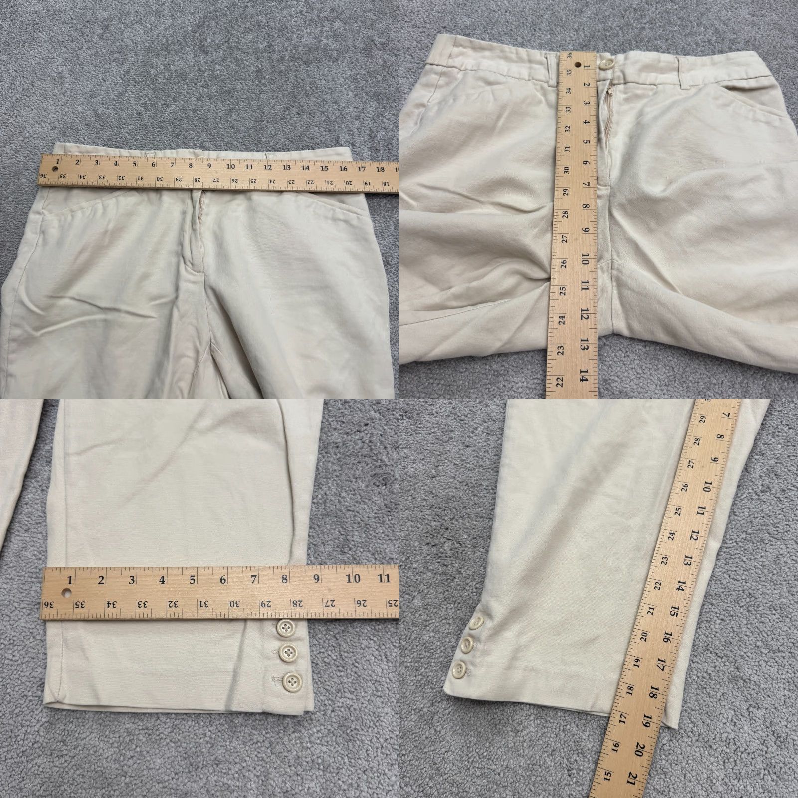 Vintage Counterparts Beige Capri Pants Womens 12 Straight Leg High Rise Cotton Size 34" / US 12 / IT 48 - 8 Thumbnail