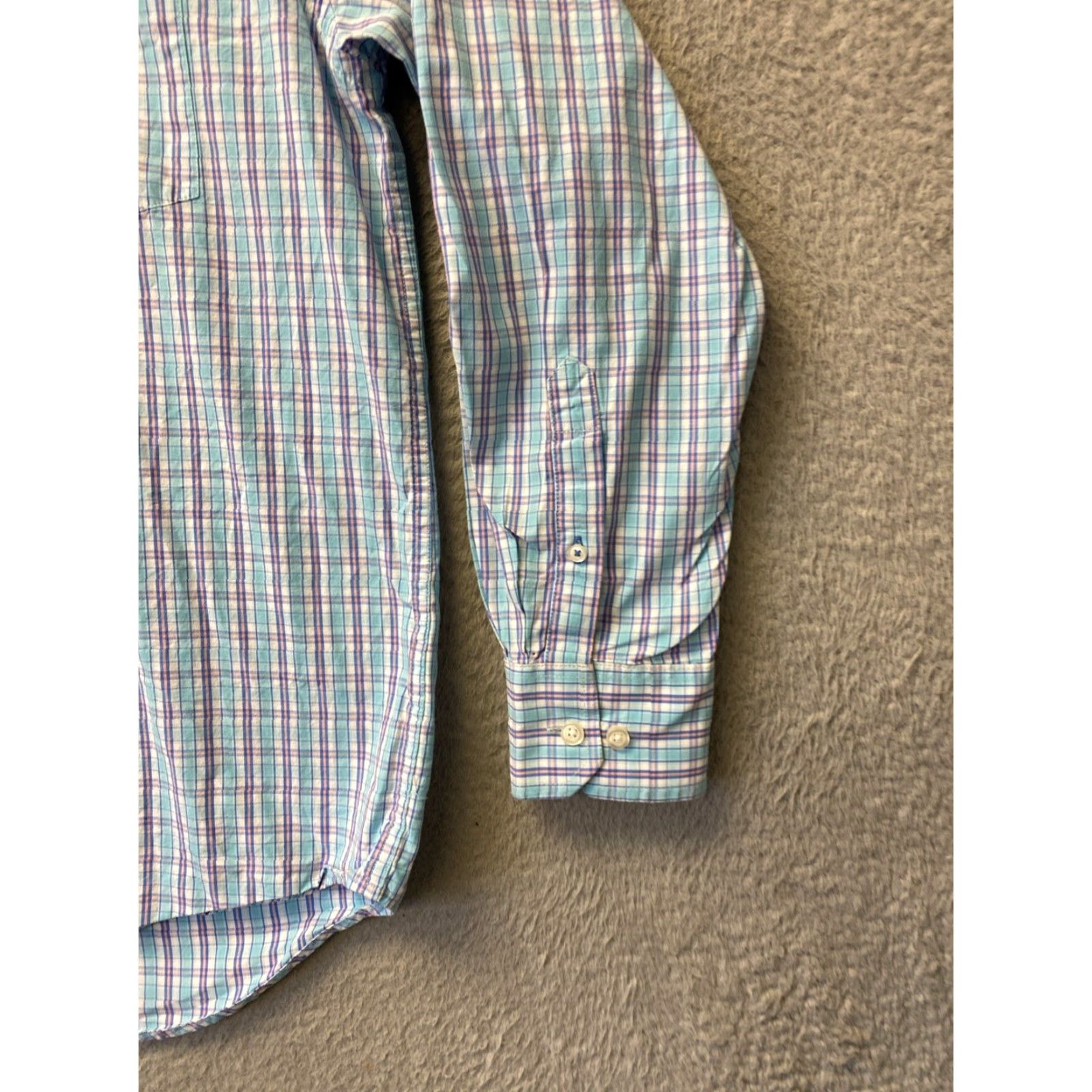 Izod IZOD Button Shirt Men M Turquoise Plaid Cotton / 0536 Size US M / EU 48-50 / 2 - 2 Thumbnail