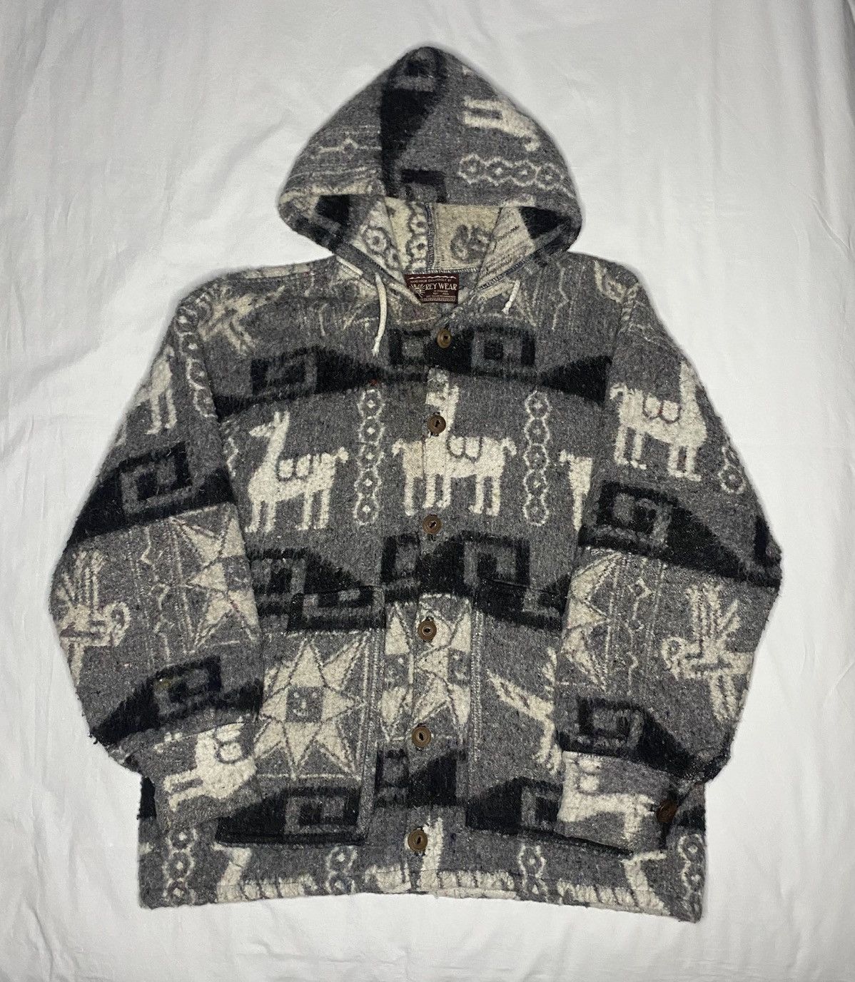 Other Vintage Rey Wear Hooded Sweater 100% Wool Hand Made Ecuador Size US XL / EU 56 / 4 - 1 Thumbnail