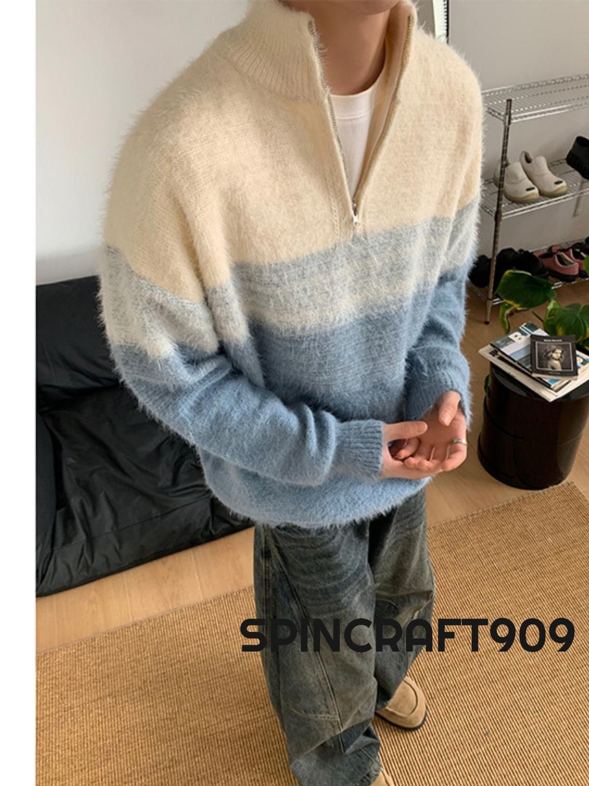 Vintage Wave Stripe Graphic Half Zip Knit Sweater Size US M / EU 48-50 / 2 - 2 Thumbnail