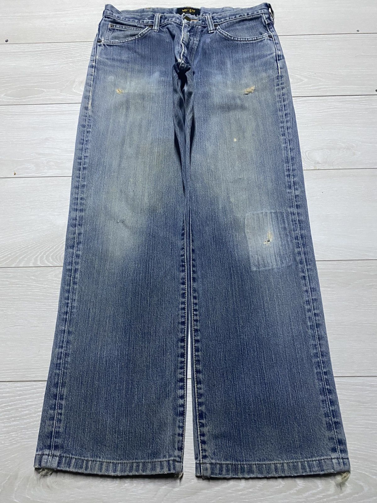 Wrangler Vintage Wrangler Faded Mud Wash Distressed Straight Jeans Size US 32 / EU 48 - 1 Thumbnail