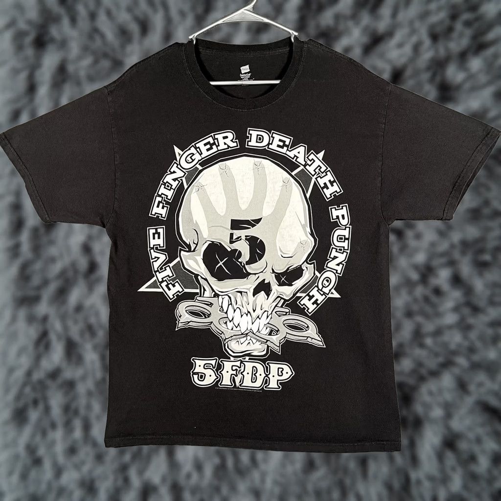 Hanes Five Finger Death Punch Shirt Large Black Skull One Two F** k You Hanes Mens Size US L / EU 52-54 / 3 - 1 Thumbnail
