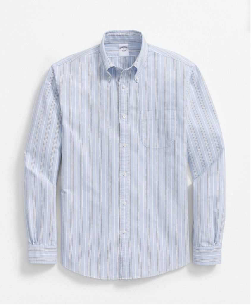 Brooks Brothers Brooks Brothers Regent Fit Blue Stripe Button Down Shirt XXL Size US XXL / EU 58 / 5 - 1 Thumbnail