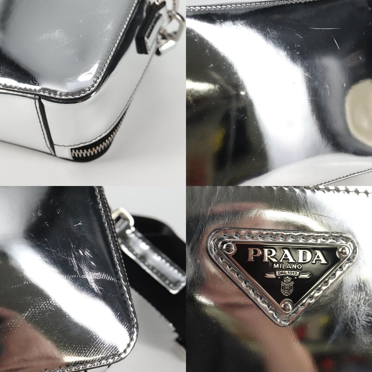 Prada PRADA Shoulder Bag Leather Silver 2vh070 2vh070 Size ONE SIZE - 11 Thumbnail