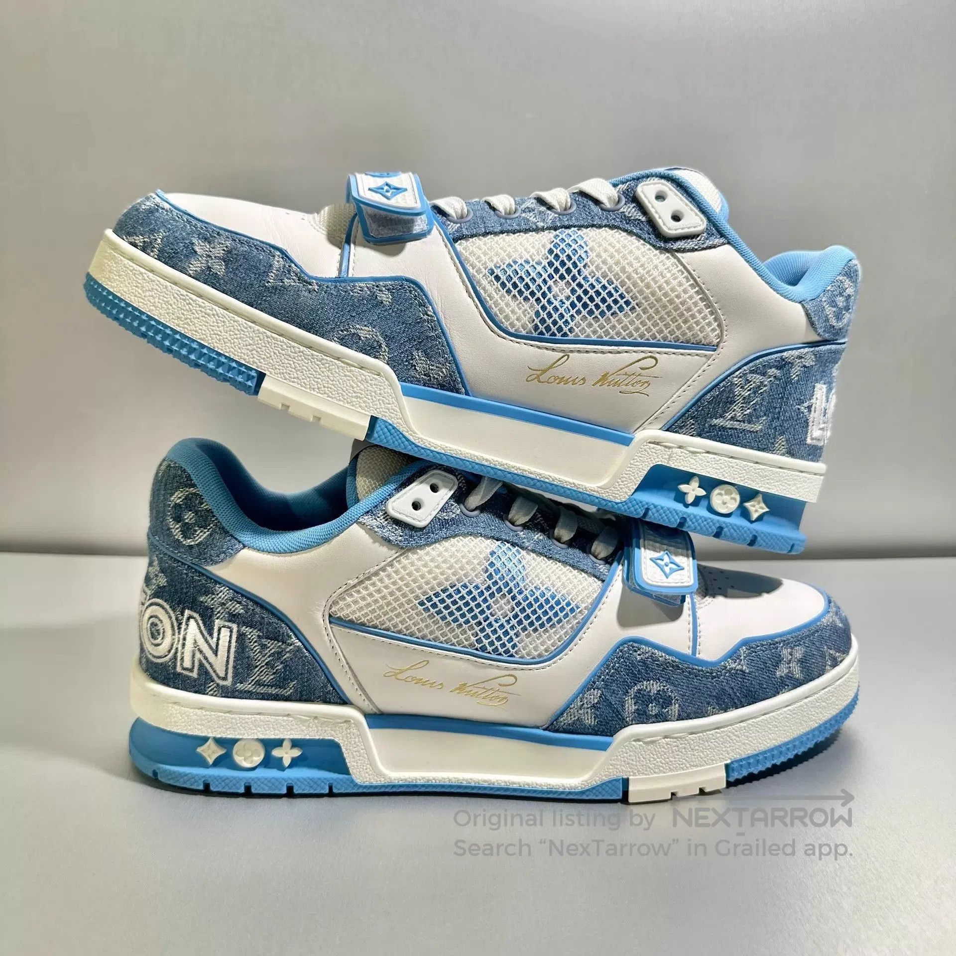 Louis Vuitton Blue Low-Top Sneakers with Velcro Strap, Size 8. Size US 8 / EU 41 - 3 Thumbnail
