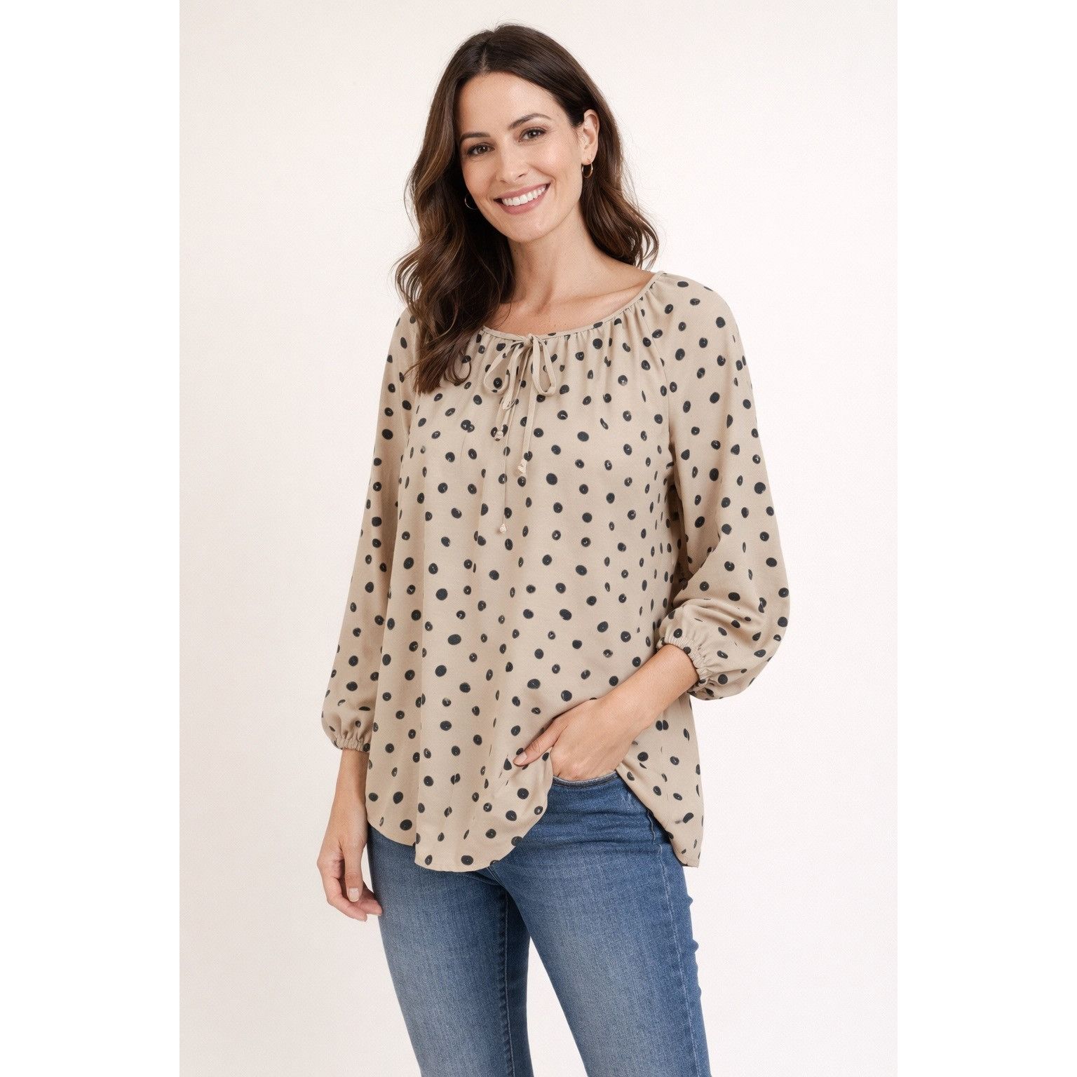 Other Como Black Top - Polka Dot Tie Neck - XL Size XL / US 12-14 / IT 48-50 - 1 Thumbnail