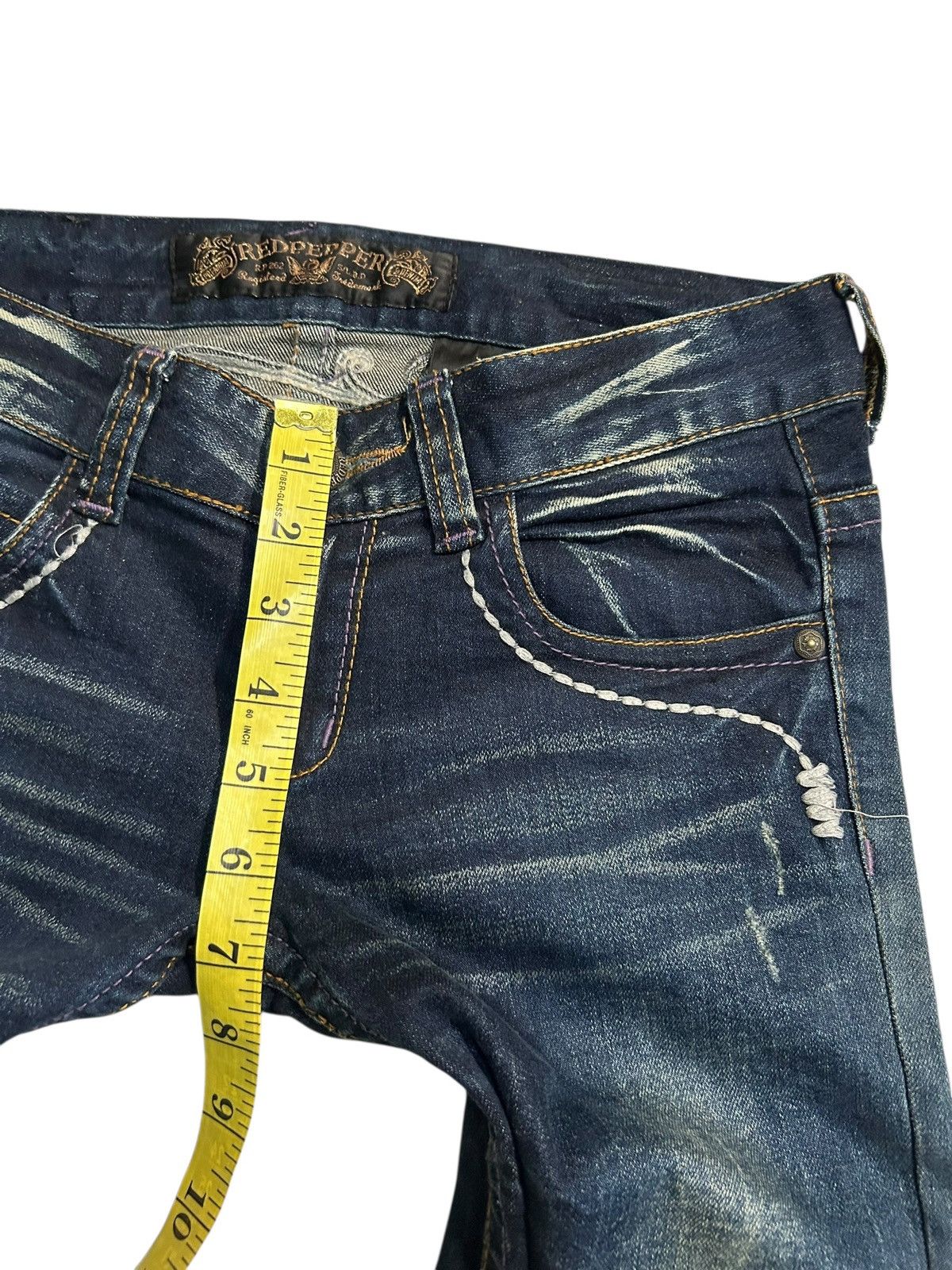 If Six Was Nine × KMRii × Le Grande Bleu (L.G.B.) Skull Red Pepper Japanese Punk Denim Jeans Size US 29 - 20 Thumbnail