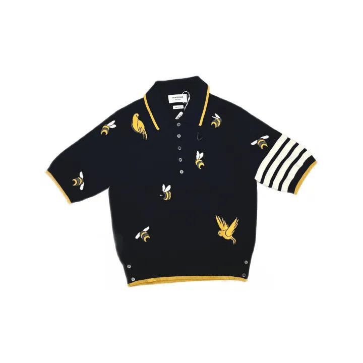 Thom Browne Thom Browne Short Sleeve Bee Embroidered Polo -2507 Size US S / EU 44-46 / 1 - 2 Thumbnail