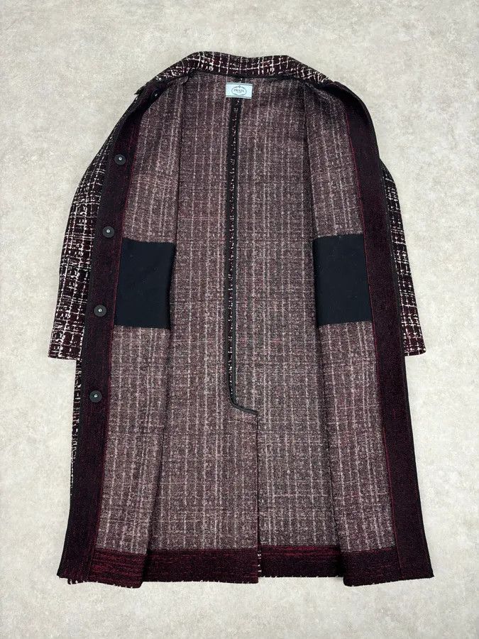 Prada AW2015 Prada Textured Black & Bordeaux Tweed Long Coat Size S / US 4 / IT 40 - 8 Thumbnail