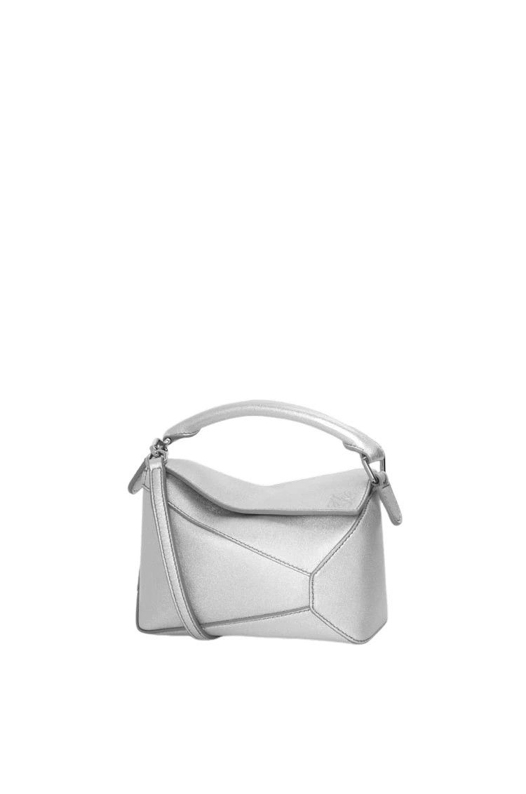 Loewe LOEWE Puzzle Mini Silver Lam Leather Handbag New Auth Size ONE SIZE - 1 Thumbnail