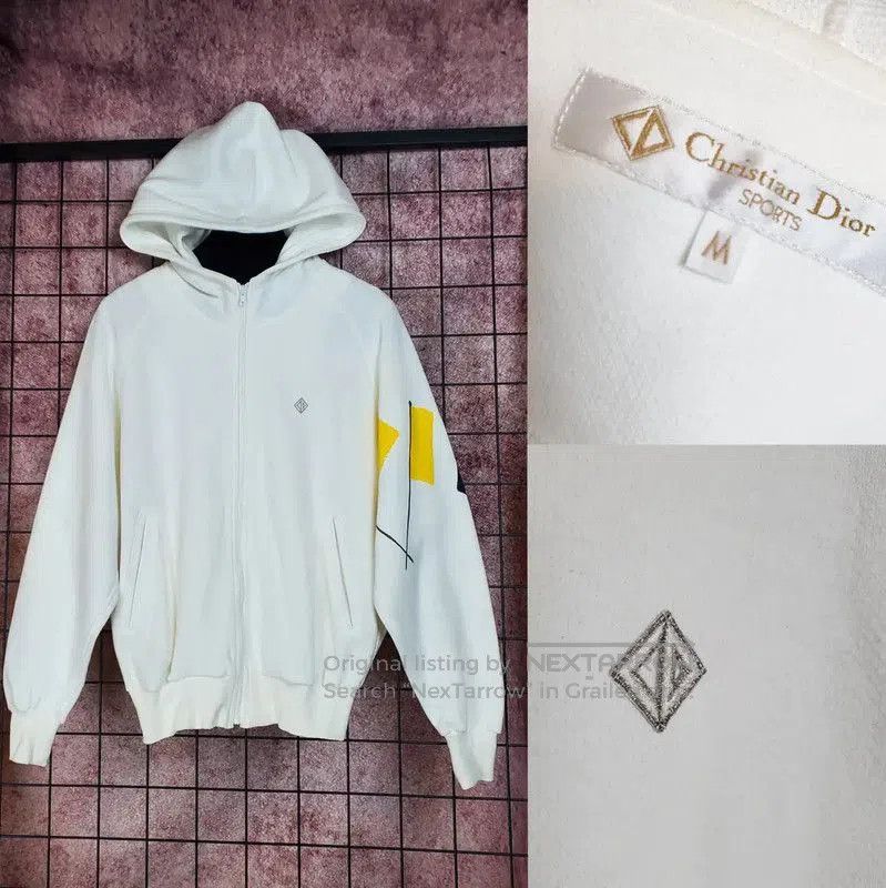 Dior Dior White Cotton Blend Embroidered Hoodie . Size M / US 6-8 / IT 42-44 - 1 Thumbnail