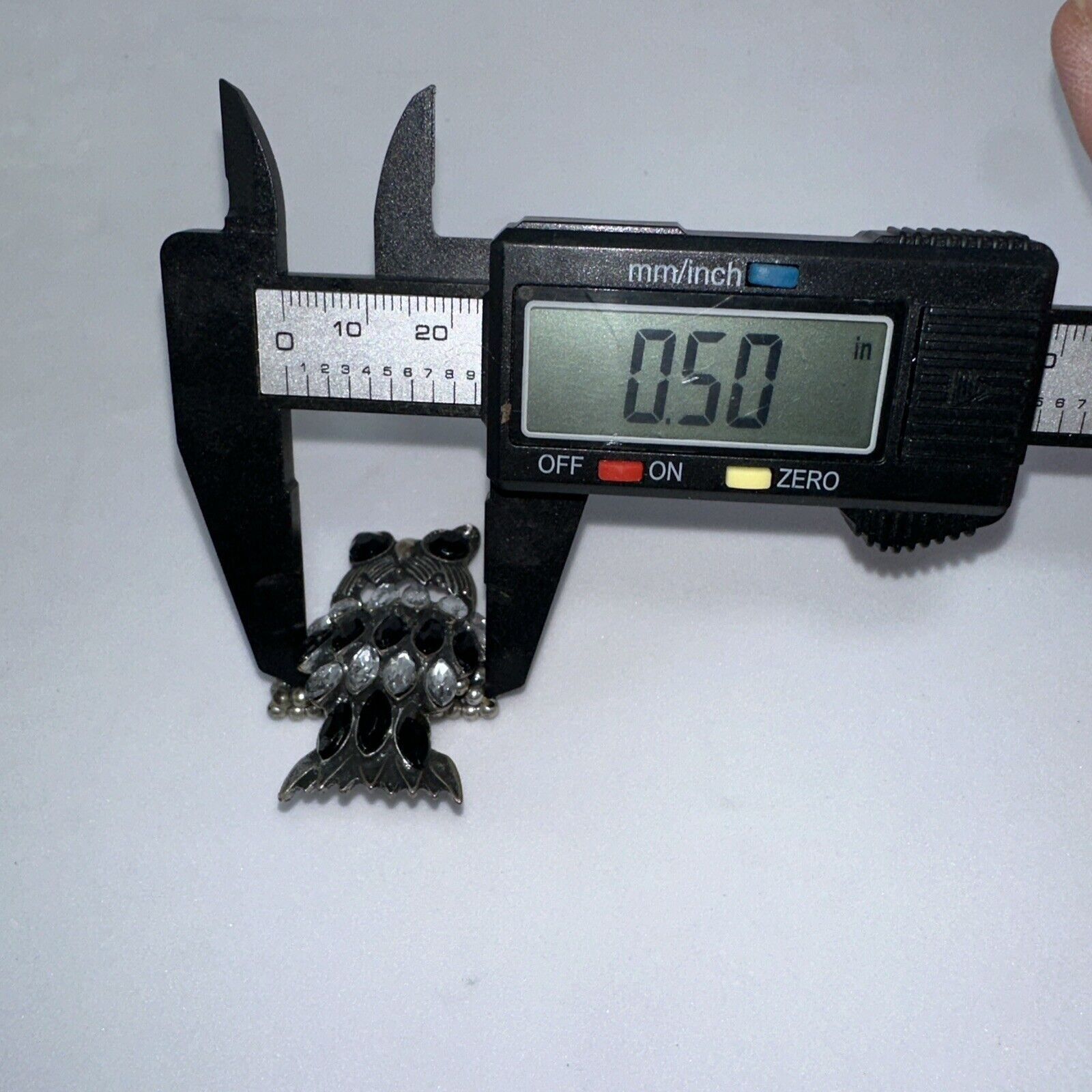 Other Vintage Gunmetal Owl Black Clear Rhinestones Stretch Ring Size ONE SIZE - 9 Thumbnail