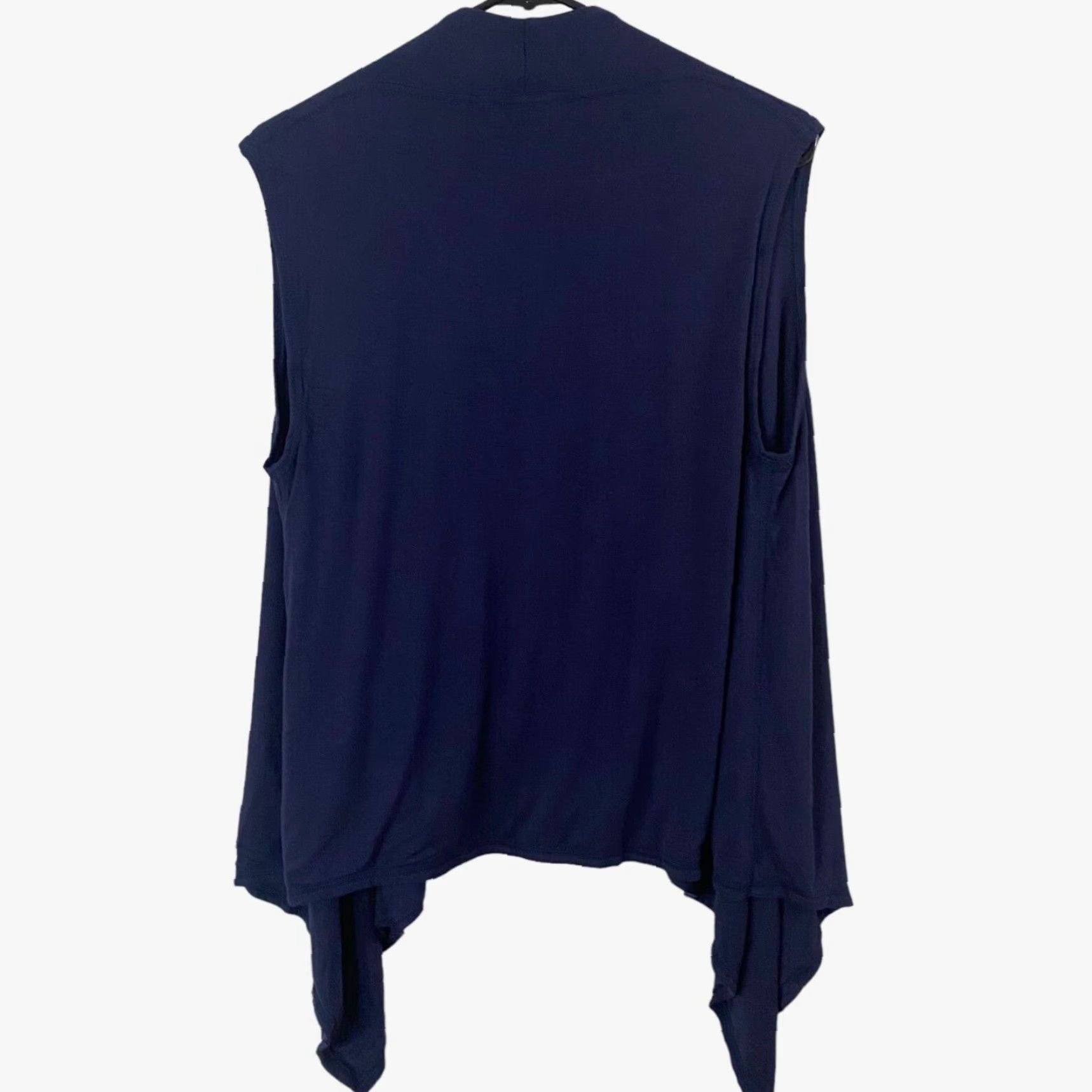 Athleta Athleta Cardigan Women's Medium Dark Blue Open-Front Sleeveless Waterfall Wrap Womens Size M / US 6-8 / IT 42-44 - 3 Thumbnail