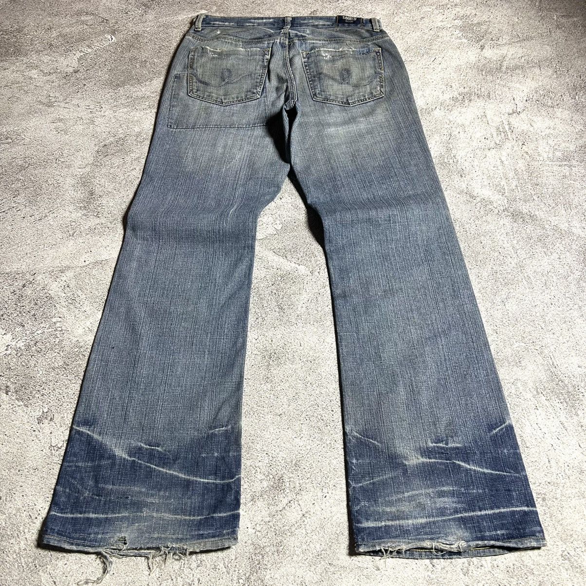 Japanese Brand Vintage SACRED BLUE Flared Denim Patchwork USA Size US 32 / EU 48 - 20 Thumbnail