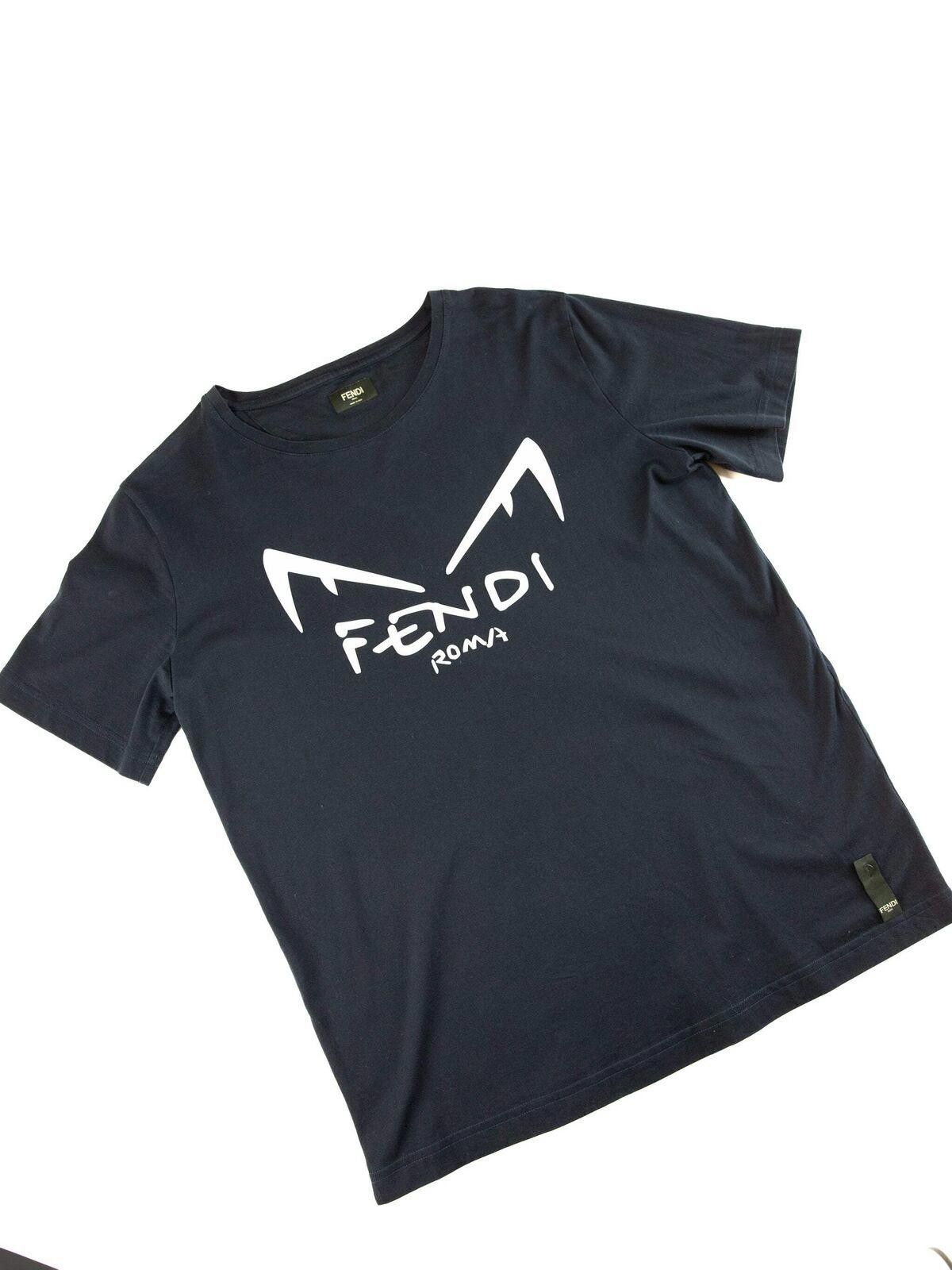 Fendi Fendi Mens Crystal Monster Eyes T Shirt X-Large Navy Size US XL / EU 56 / 4 - 4 Thumbnail