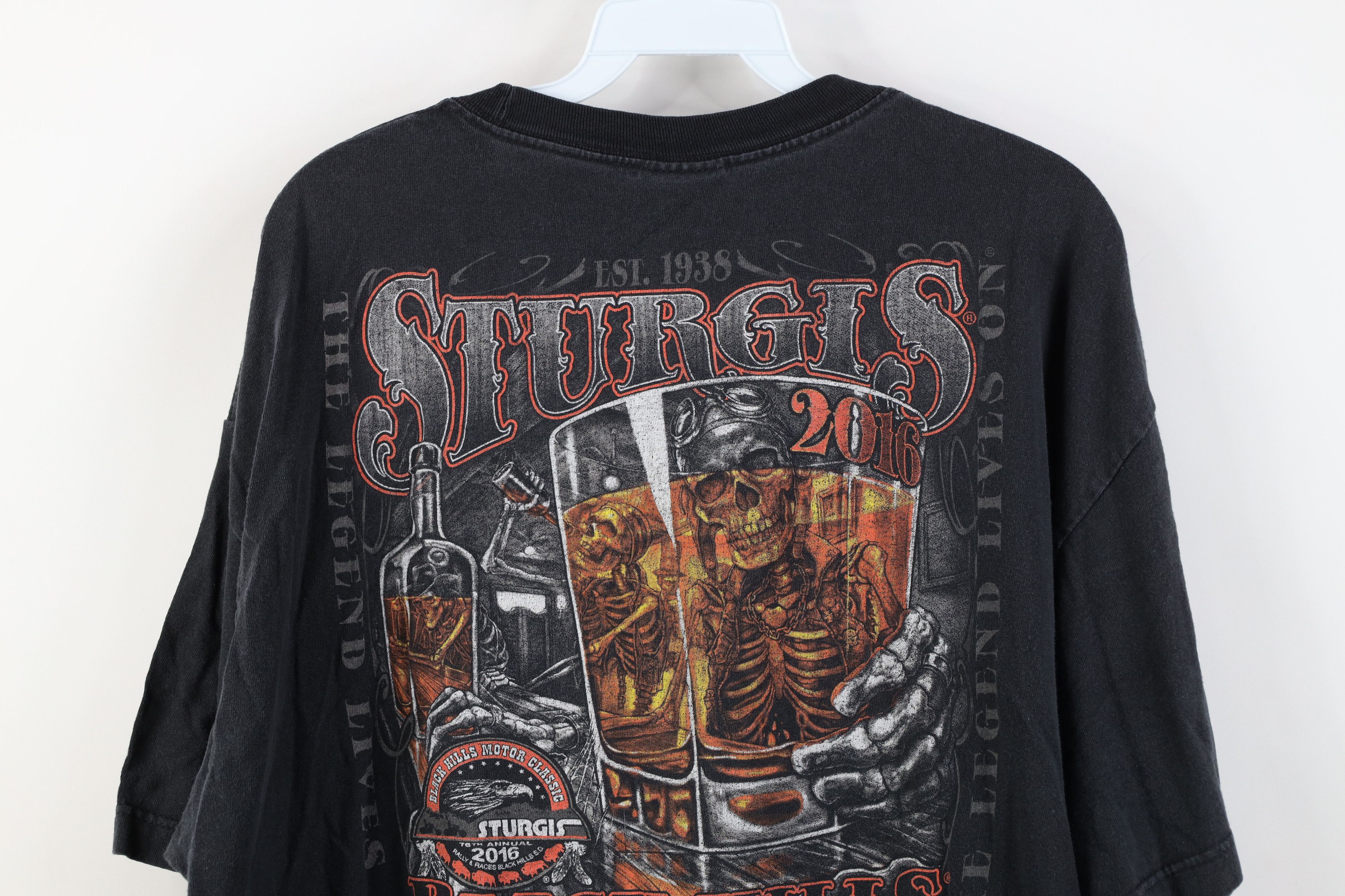 Vintage Vintage 2016 Sturgis Hills Rally Skeleton Tribal T-Shirt Size US XL / EU 56 / 4 - 15 Thumbnail