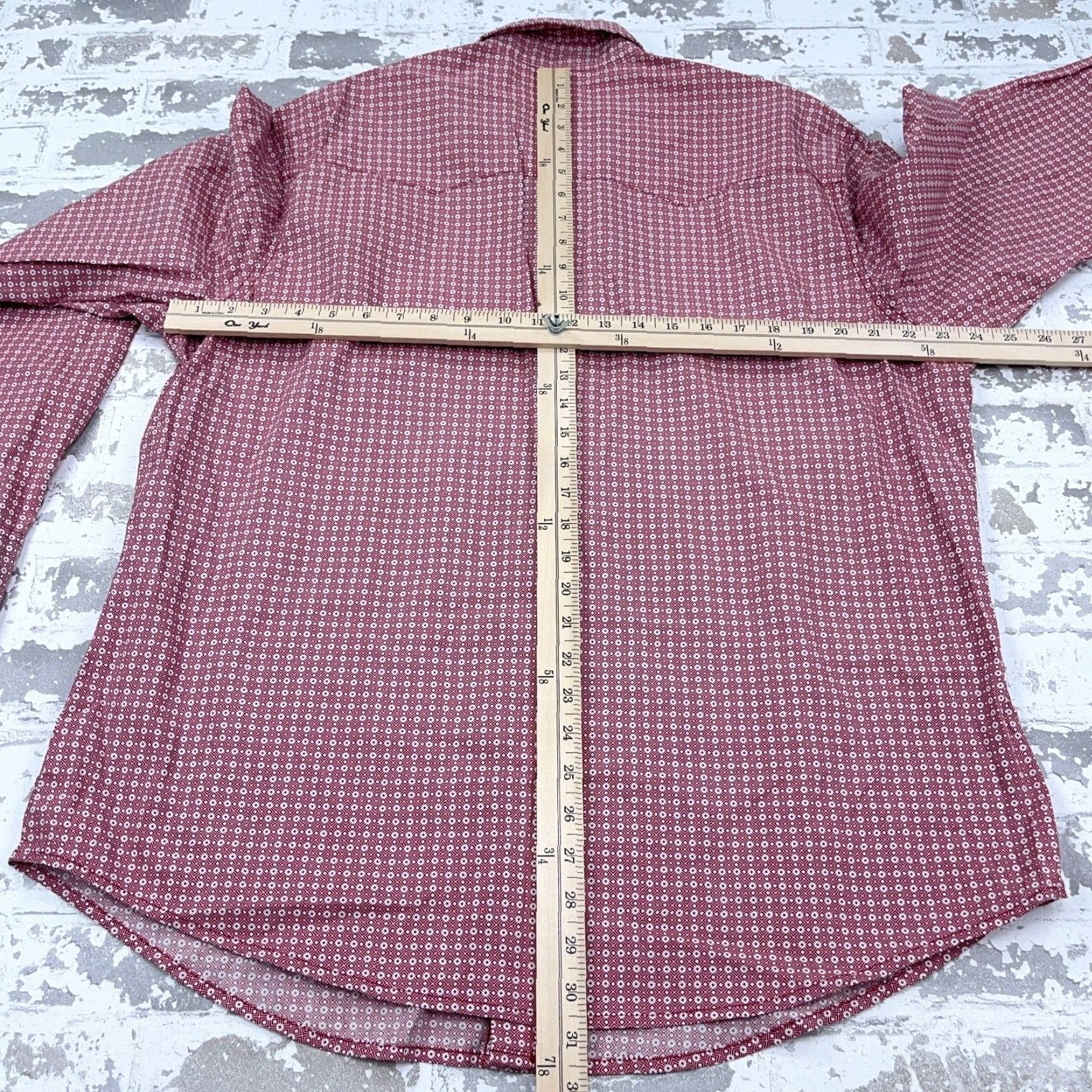 Wrangler VINTAGE Wrangler Western Shirt Men XL Red Pearl Snap Button Up Cowboy Wrancher Geometric Size US XL / EU 56 / 4 - 7 Thumbnail