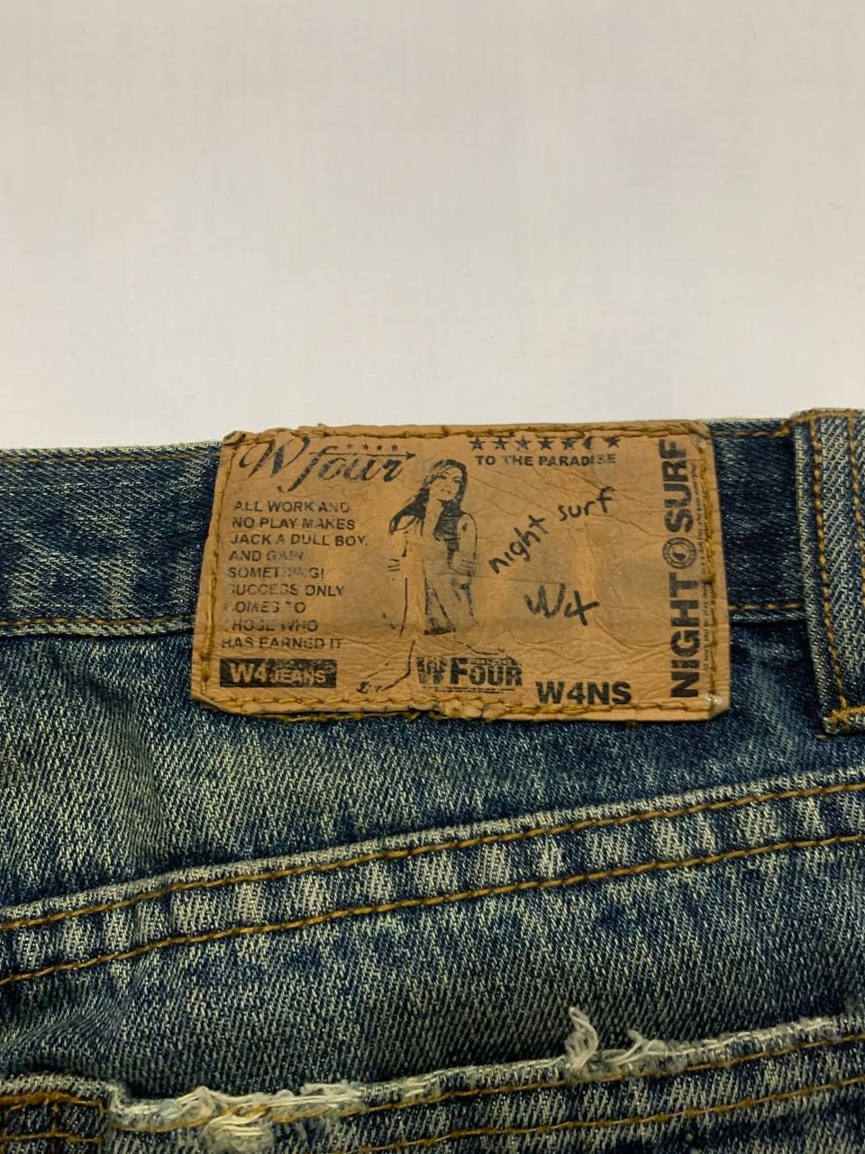 Japanese Brand Vintage 2000s WFour Japan Printed Face Jeans Size US 30 / EU 46 - 10 Thumbnail