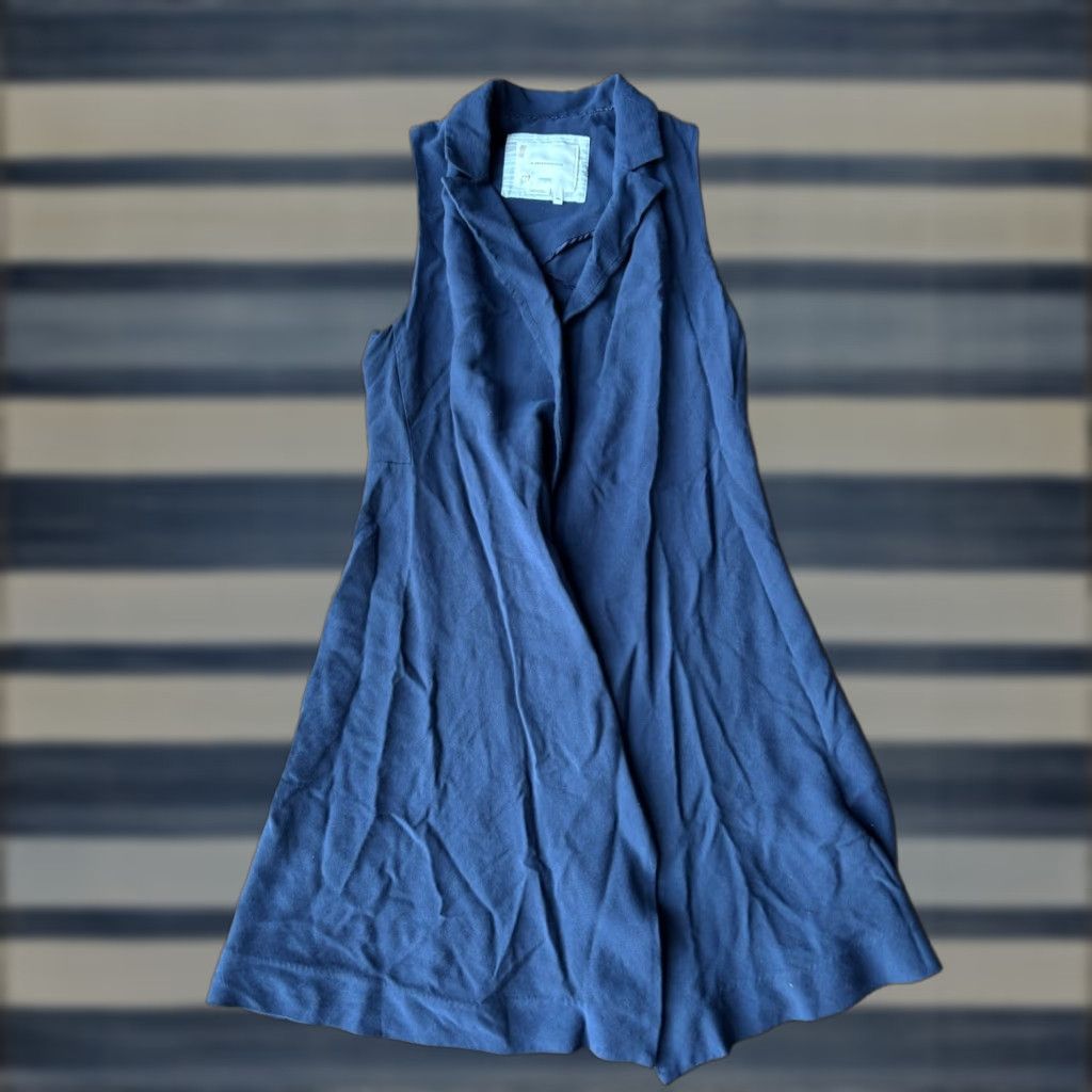 Anthropologie Anthropologie Vest Women’s XXS Blue Draped Longline Wrapped Duster Sleeveless Tie Kimono Bohemian Style Modern Casual XS? Size XXS / US 00 / IT 34 - 1 Thumbnail