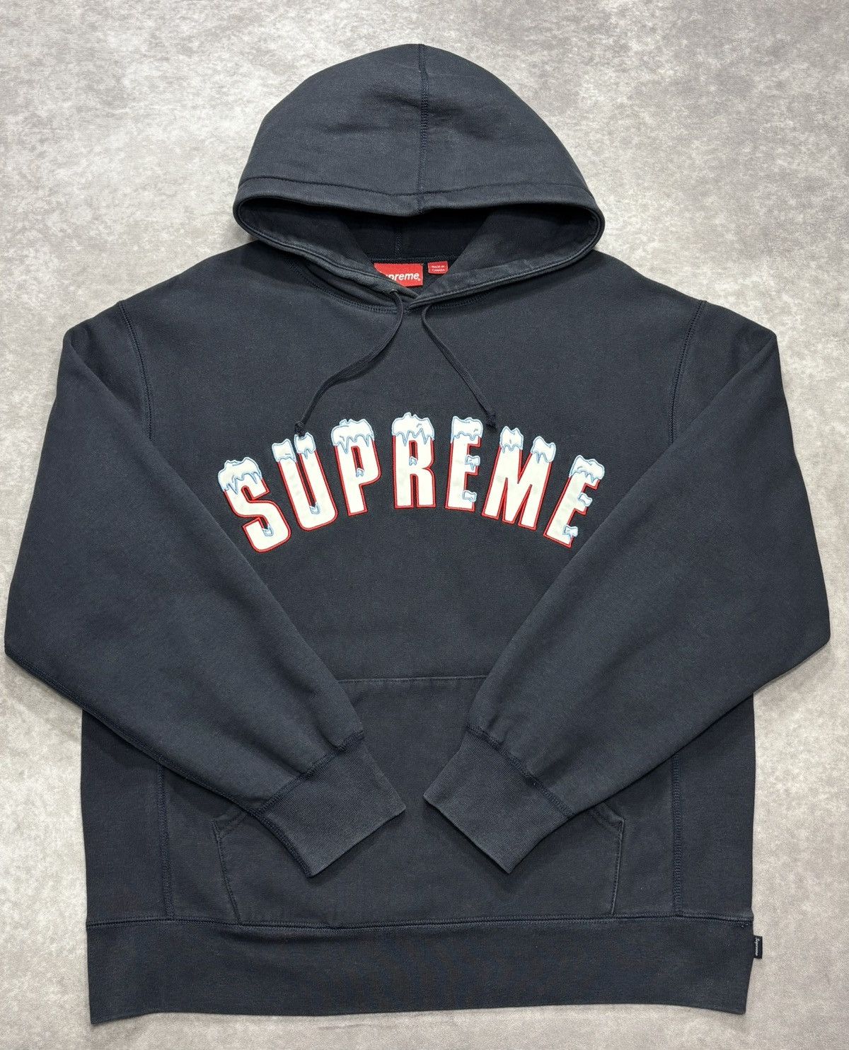 Supreme Supreme Icy Arc Hooded Sweatshirt (Navy) Size US L / EU 52-54 / 3 - 1 Thumbnail