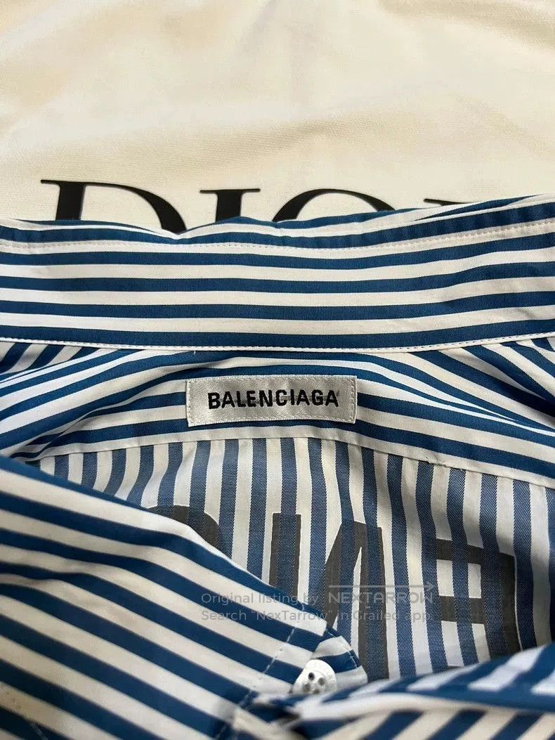 Balenciaga Balenciaga Blue White Check Logo Shirt. Size US XS / EU 42 / 0 - 3 Thumbnail
