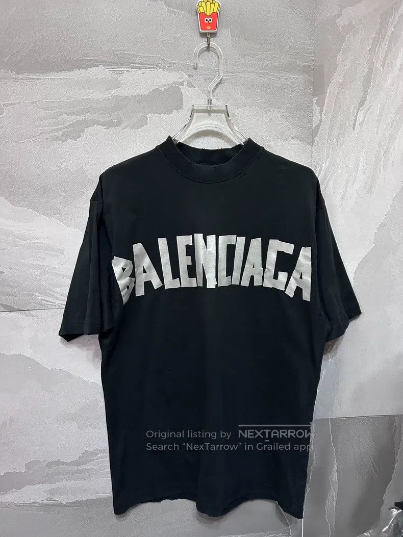 Balenciaga Balenciaga Black and silver tape short sleeve T-shirt Size US XS / EU 42 / 0 - 1 Thumbnail