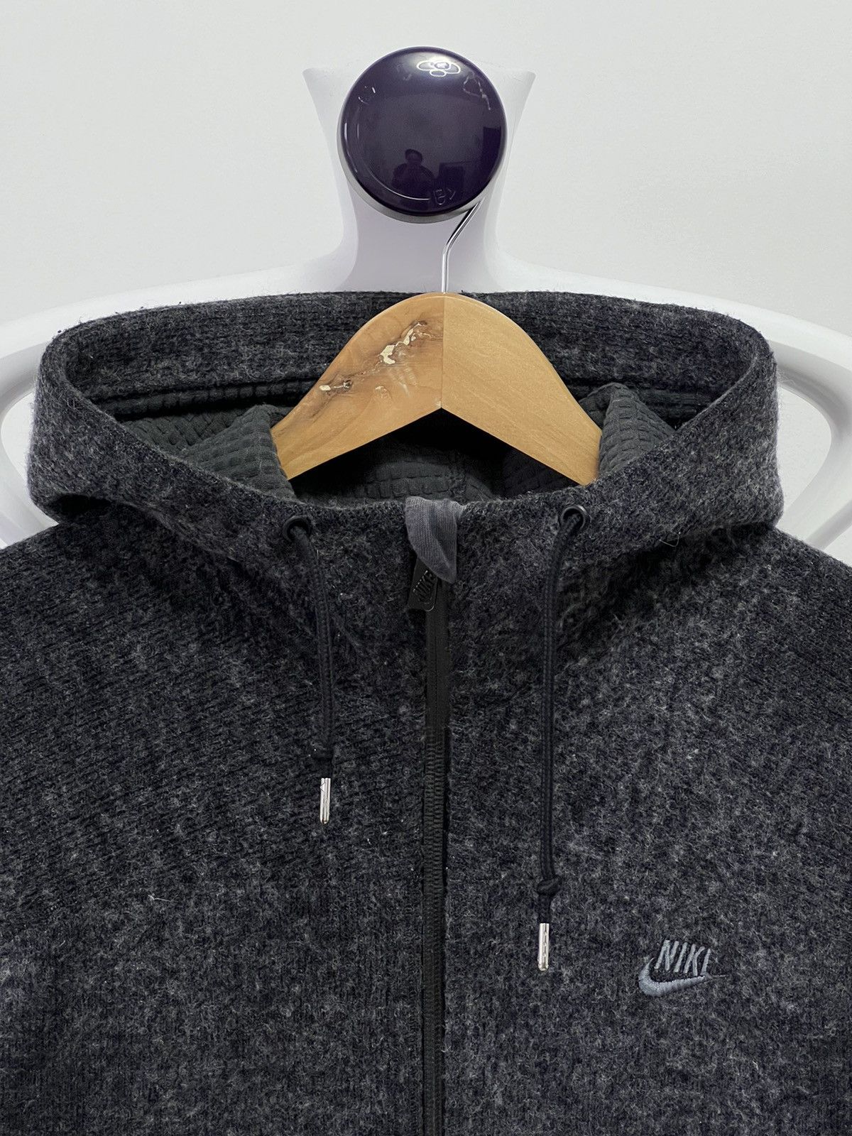 Nike × Vintage Vintage 90s Nike Zip Up Hoodie Sweatshirt Black grey Size US M / EU 48-50 / 2 - 7 Thumbnail