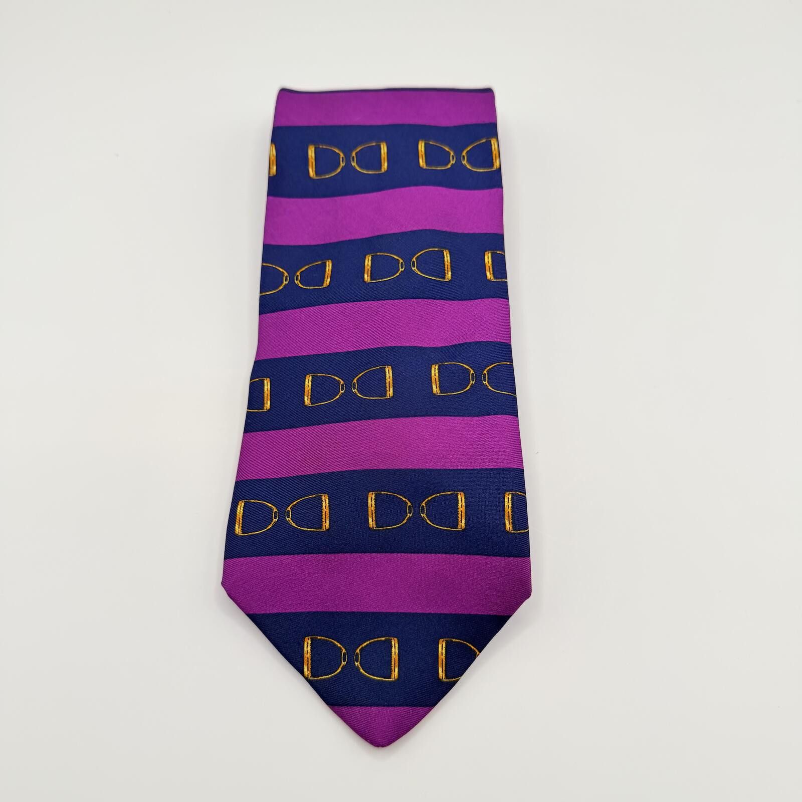Brooks Brothers Brooks Brothers Tie Men's Purple Navy Gold Pattern Silk Size ONE SIZE - 2 Thumbnail