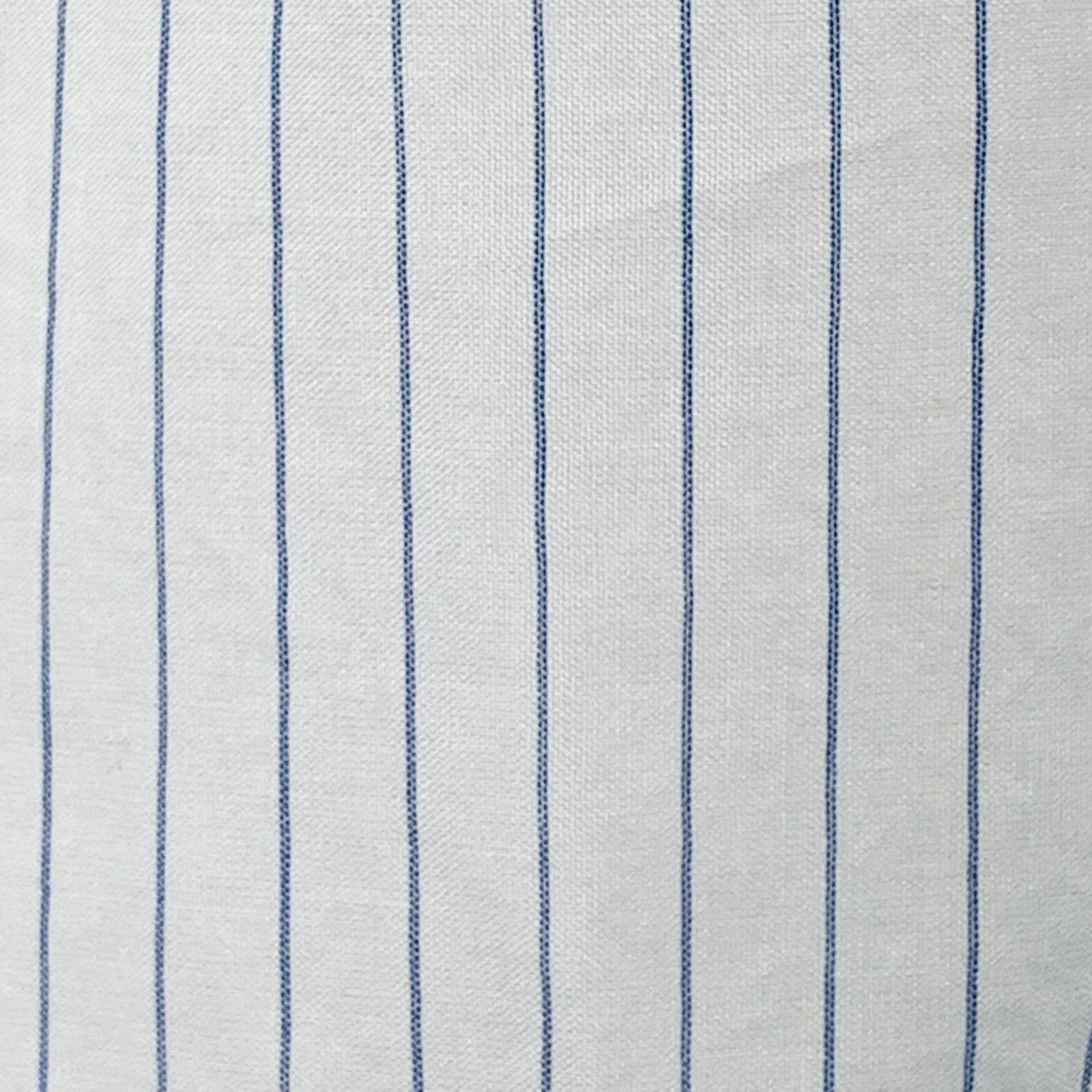 Size L White Blue Cotton Pinstripe Sheer Spread Collar Shirt