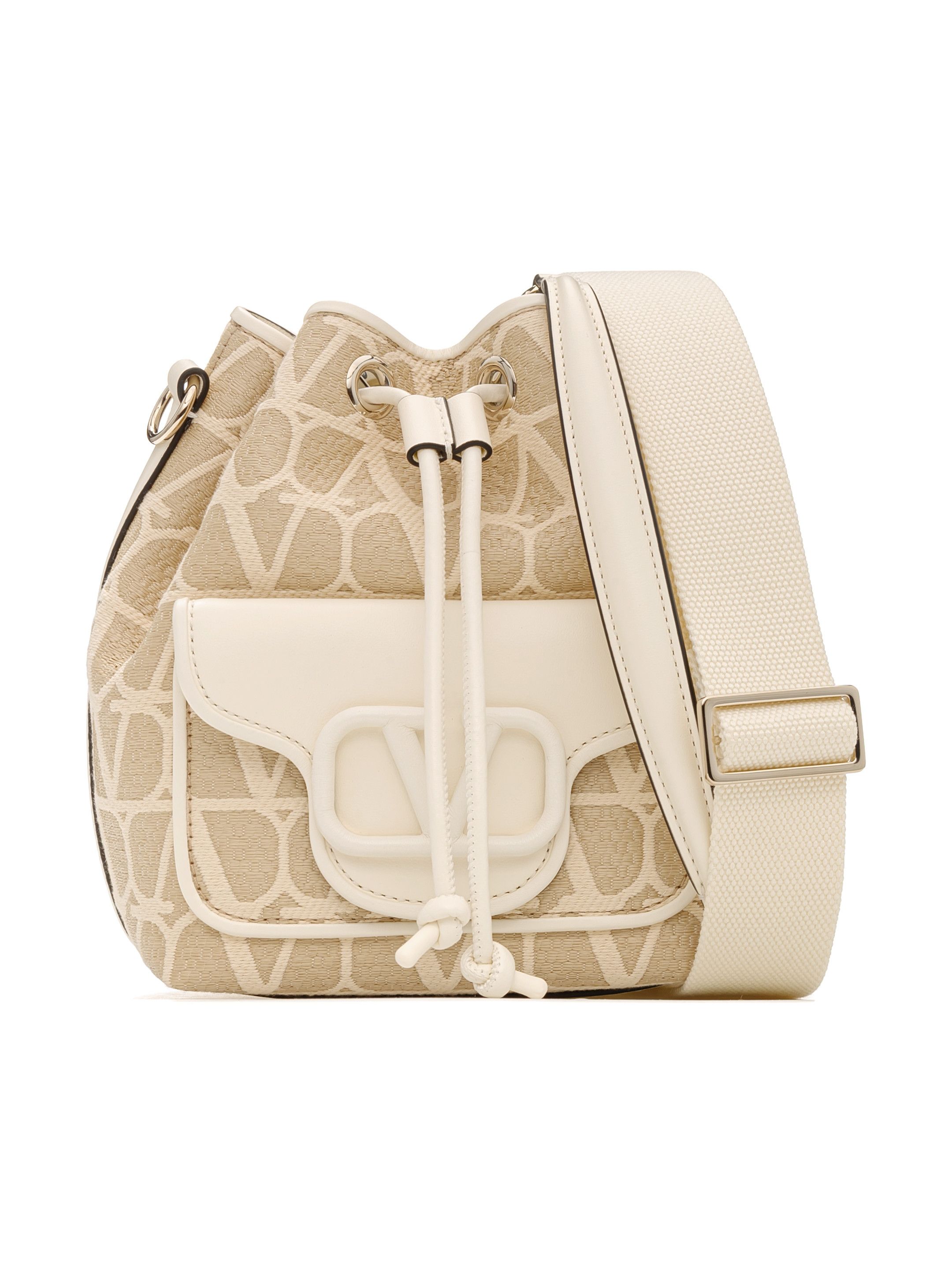 Valentino o1s22i1n0924 Size: OS / Toile Bucket Bag in Beige & Ivory Size ONE SIZE - 1 Thumbnail