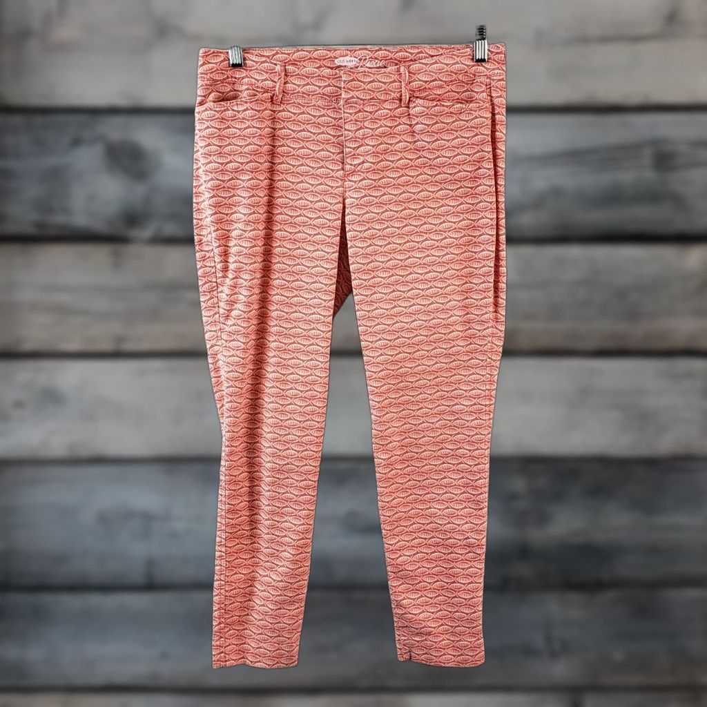 Old Navy Old Navy Womens Pixie Pants Sz 6 Pink Fish Print Mid Rise Cotton Blend Pants Womens 6 Pink Fish Print Cropped Casual Vintage: No Size 28" / US 6 / IT 42 - 1 Thumbnail