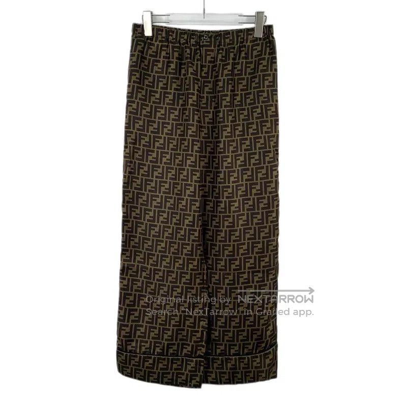 Fendi Fendi Dark brown double F all-over printed mulberry silk c Size 26" / US 2 / IT 38 - 1 Thumbnail