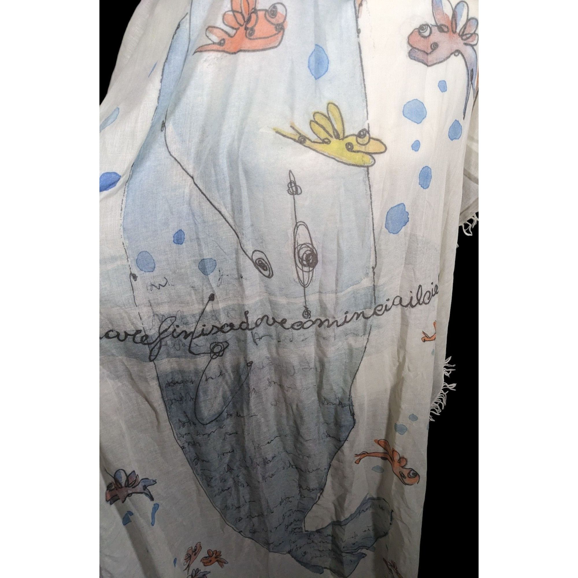 Other Whimsical Italian "The Sea Ends Where The Sky Begins" Art Sc Size ONE SIZE - 3 Thumbnail