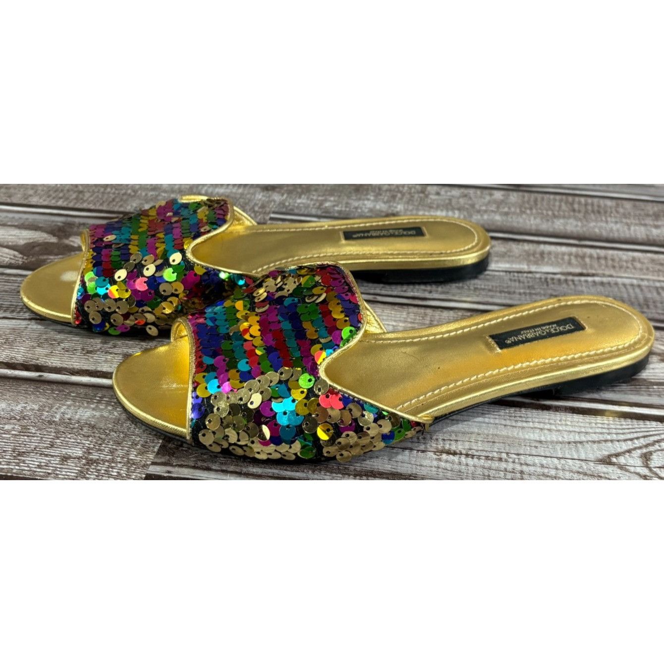 Dolce & Gabbana Dolce Gabbana Bellucci Leather and Sequins Flat Slides Size Size US 6 / IT 36 - 1 Thumbnail