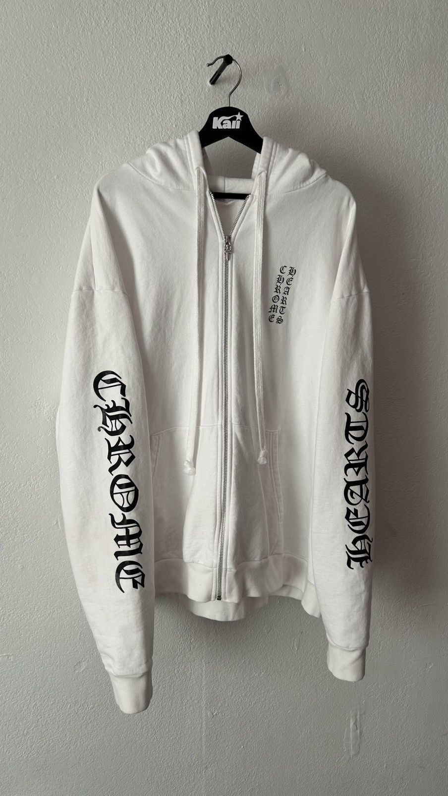 Chrome Hearts Chrome Hearts White Vertical Logo Zip Up Hoodie Size US XXL / EU 58 / 5 - 2 Thumbnail