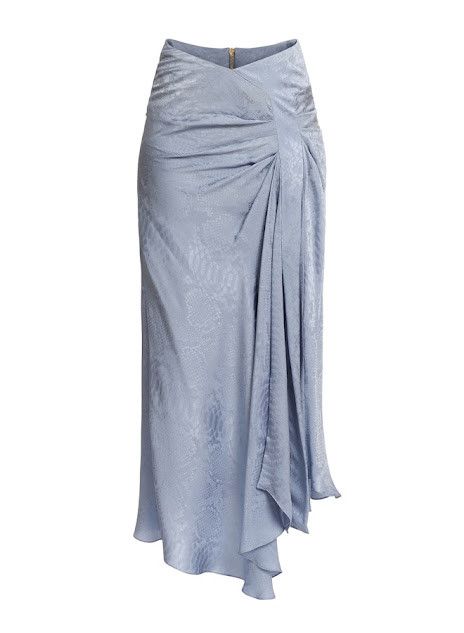 o1s1wg110825 Snakeskin Silk Jacquard Skirt in Blue
