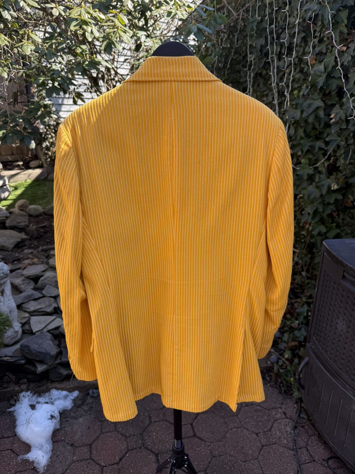 Vintage Vintage Yellow Pimp Jacket Stripped Shell Buttons 1960s 70s Size 42L - 5 Thumbnail