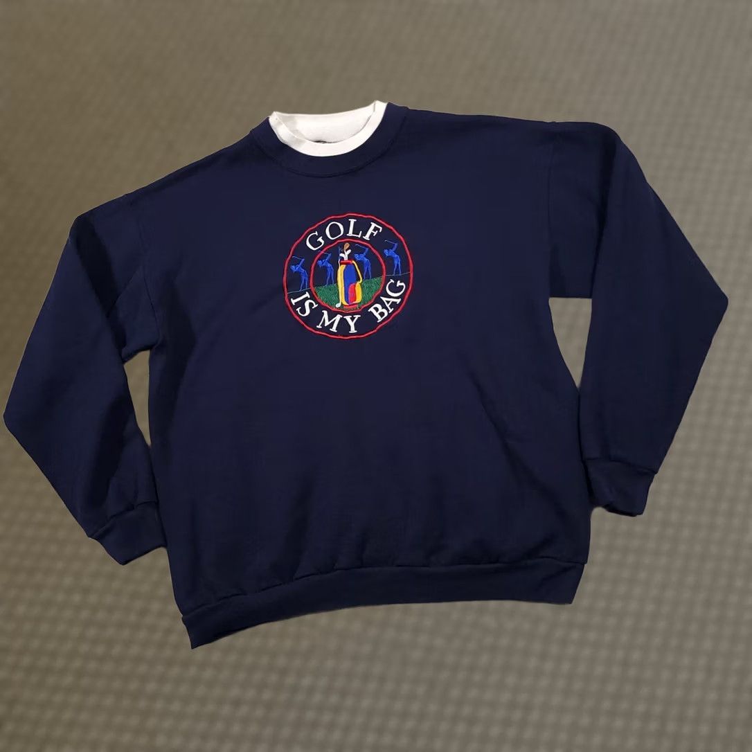 Vintage VINTAGE Cheek-O USA Made Embroidered Golf Crewneck Sweatshirt Women's XL Fleece Grandma Blue Crewneck Sweatshirt Mens Womens Size XL / US 12-14 / IT 48-50 - 1 Thumbnail