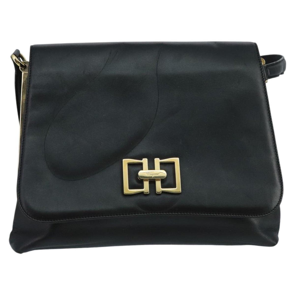 Salvatore Ferragamo Salvatore Ferragamo Shoulder Bag Leather Black Gold Size ONE SIZE - 2 Thumbnail