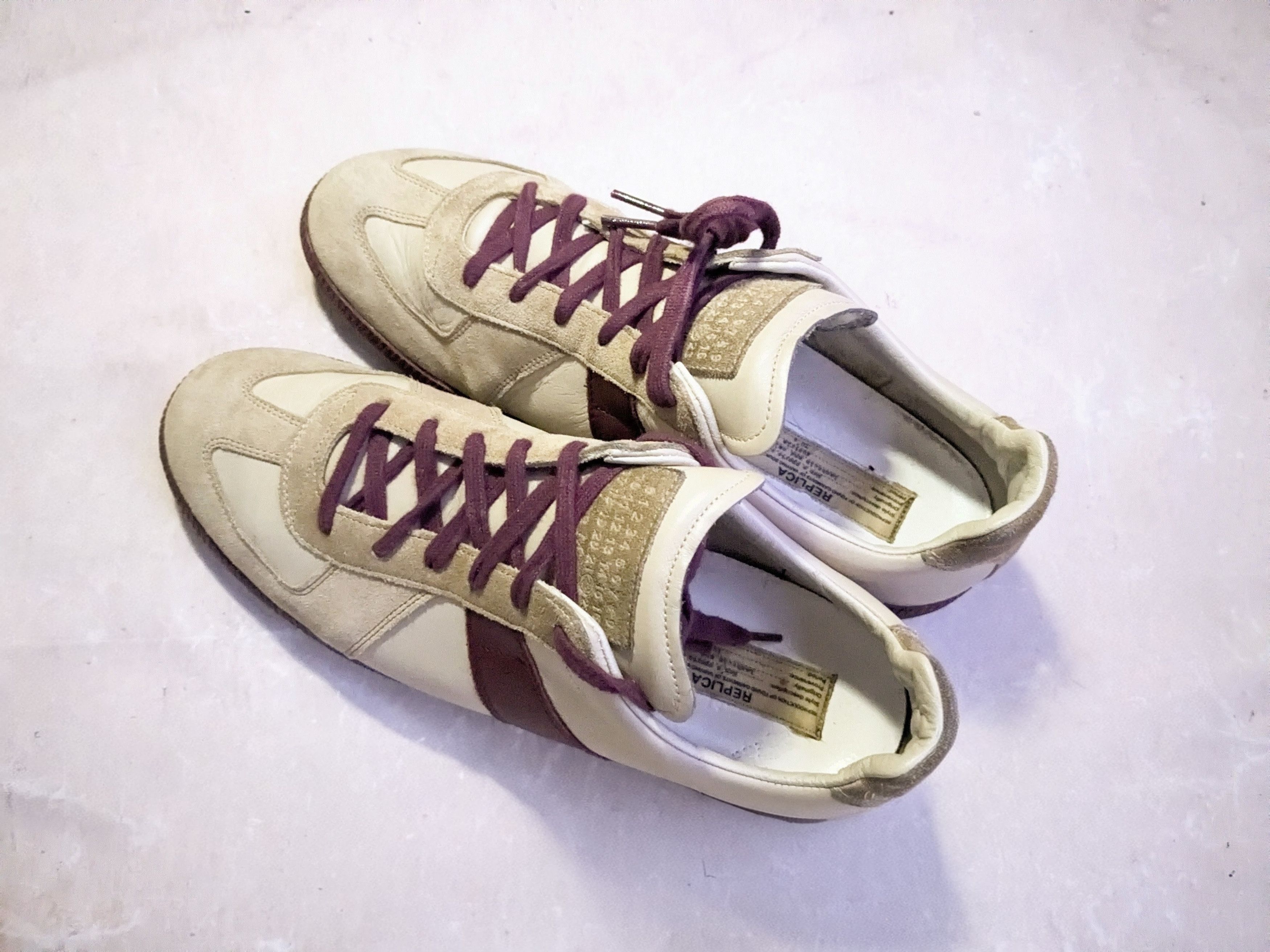 Maison Margiela Maison Margiela Replica GAT Biege Burgundy 12 45 Suede Size US 12 / EU 45 - 14 Thumbnail