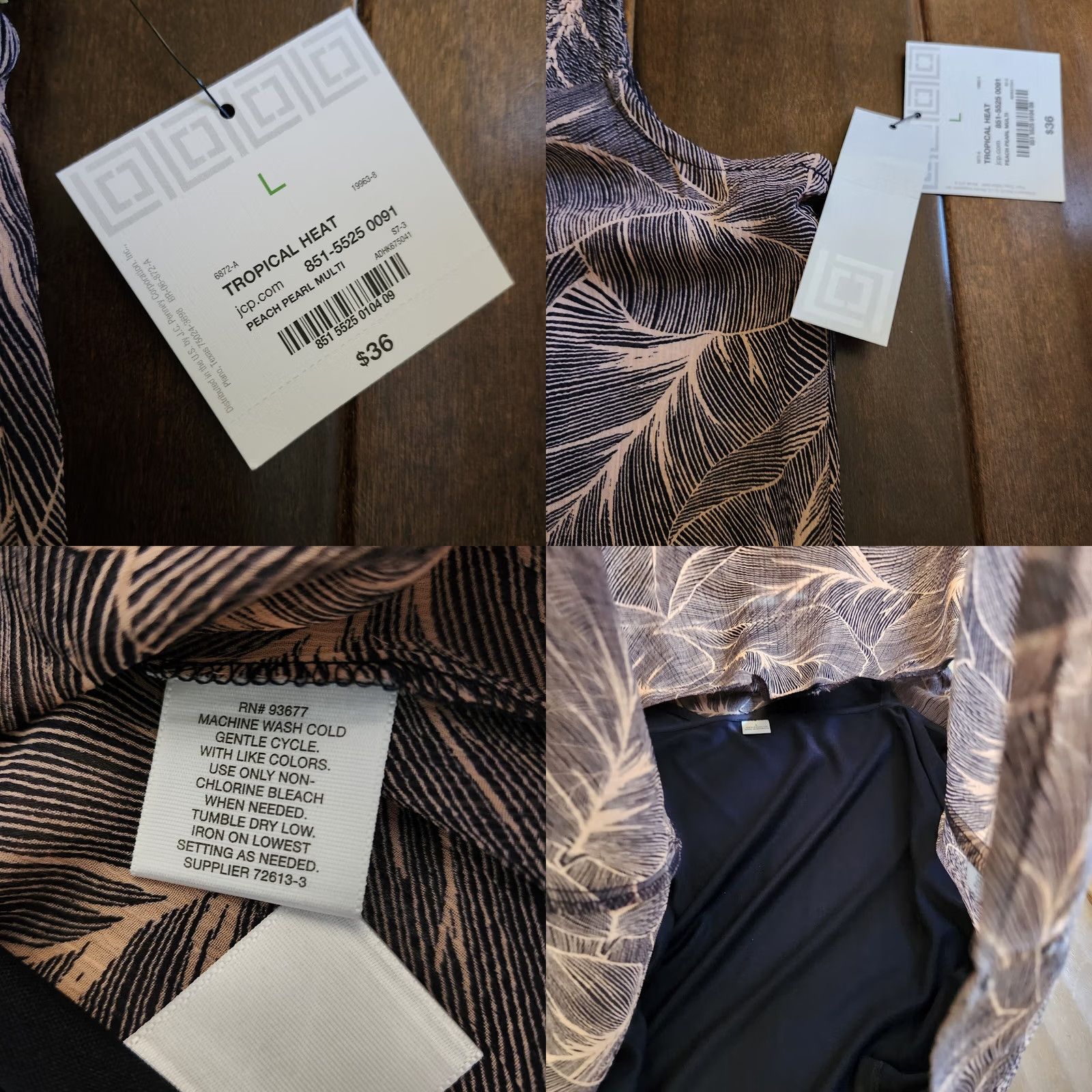 Liz Claiborne Liz Claiborne Women's Leaf Print Sleeveless Tassel Blouse & Underneath Top Sz L Size L / US 10 / IT 46 - 10 Thumbnail