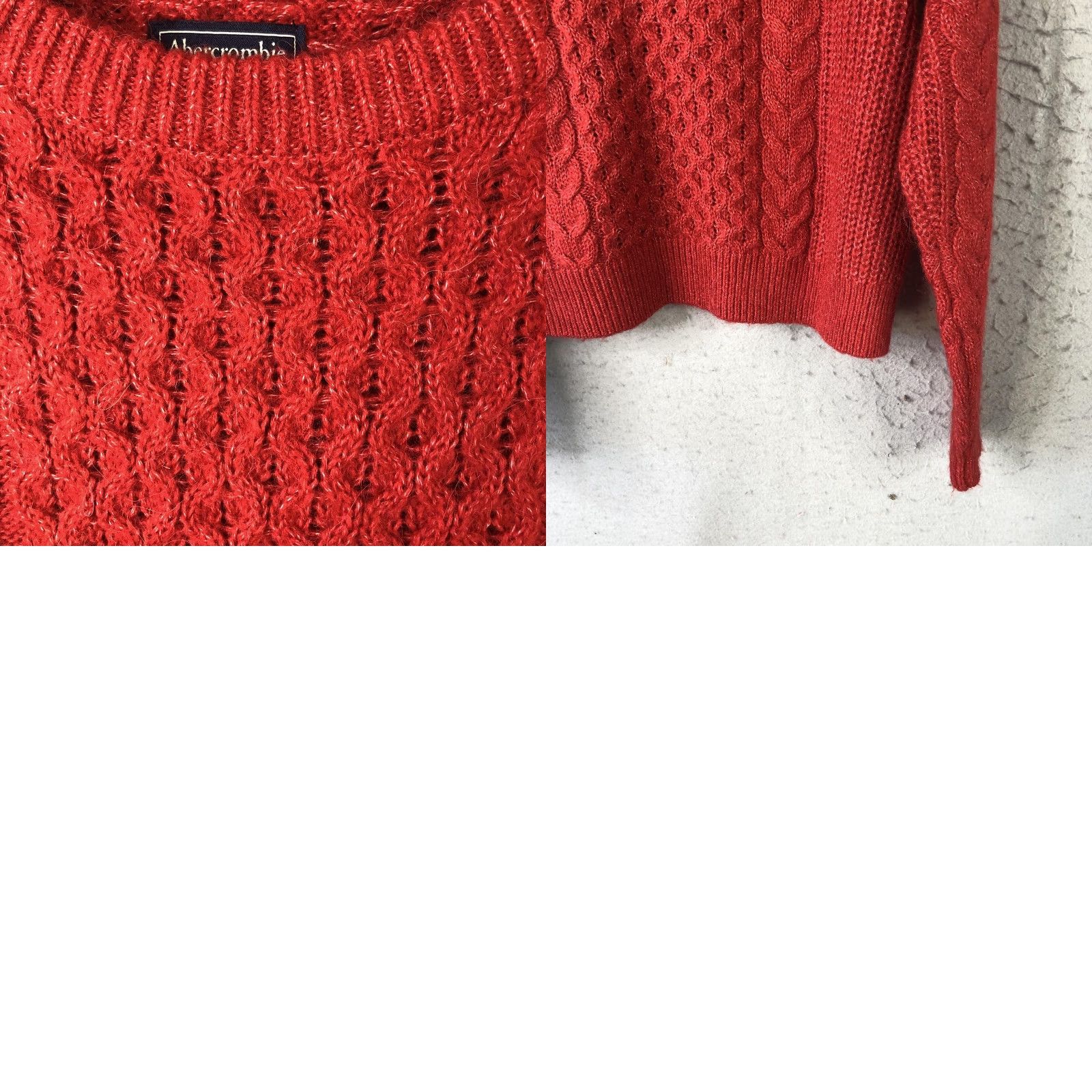 Abercrombie & Fitch Abercrombie & Fitch Sweater Womens L Red Cable Knit Wool Alpaca Pullover Crew Neck Casual Knit Size L / US 10 / IT 46 - 10 Thumbnail
