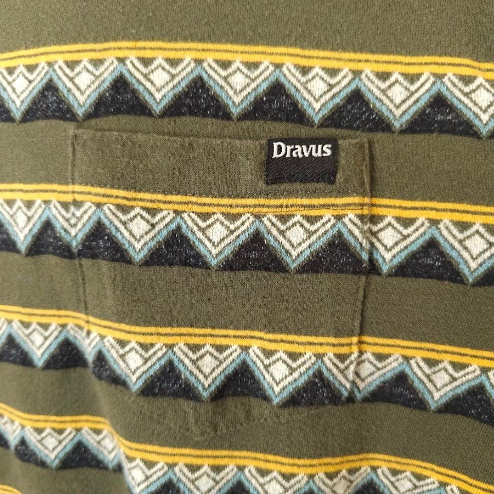 Vintage Dravus Surfer T Shirt Mens Size Medium Green Yellow Striped Geometric Pocket Tee Size US M / EU 48-50 / 2 - 3 Thumbnail