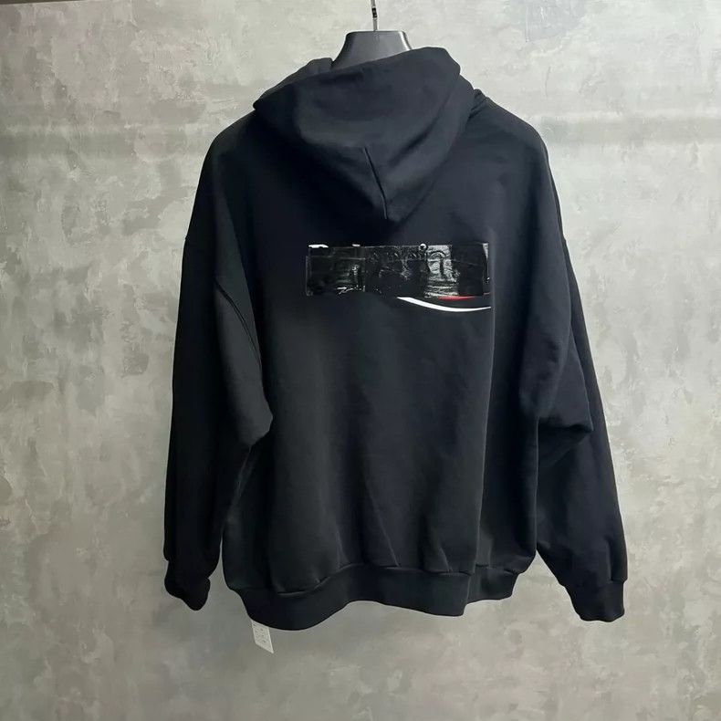 Balenciaga Balenciaga Black logo print hooded sweatshirt Size US XL / EU 56 / 4 - 2 Thumbnail