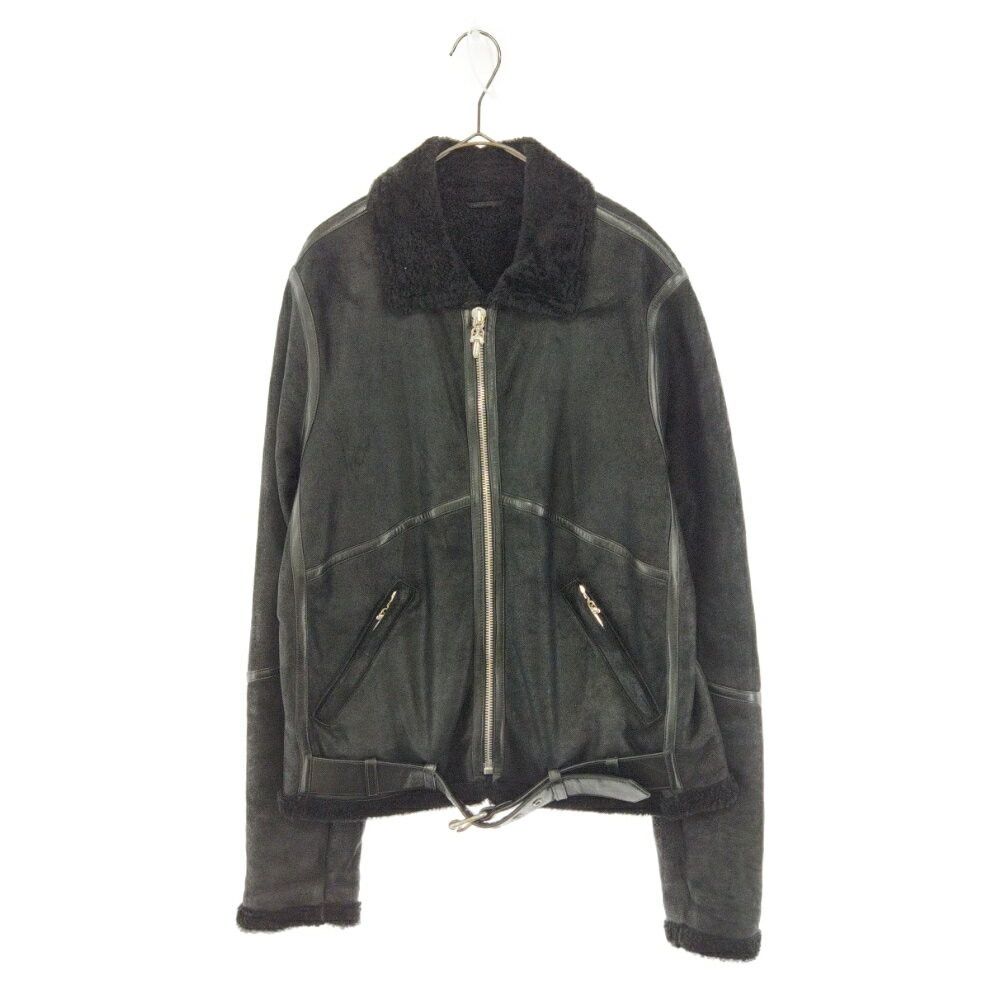 image of Chrome Hearts Shearling Riders Jacket in Black, Men's (Size Medium)