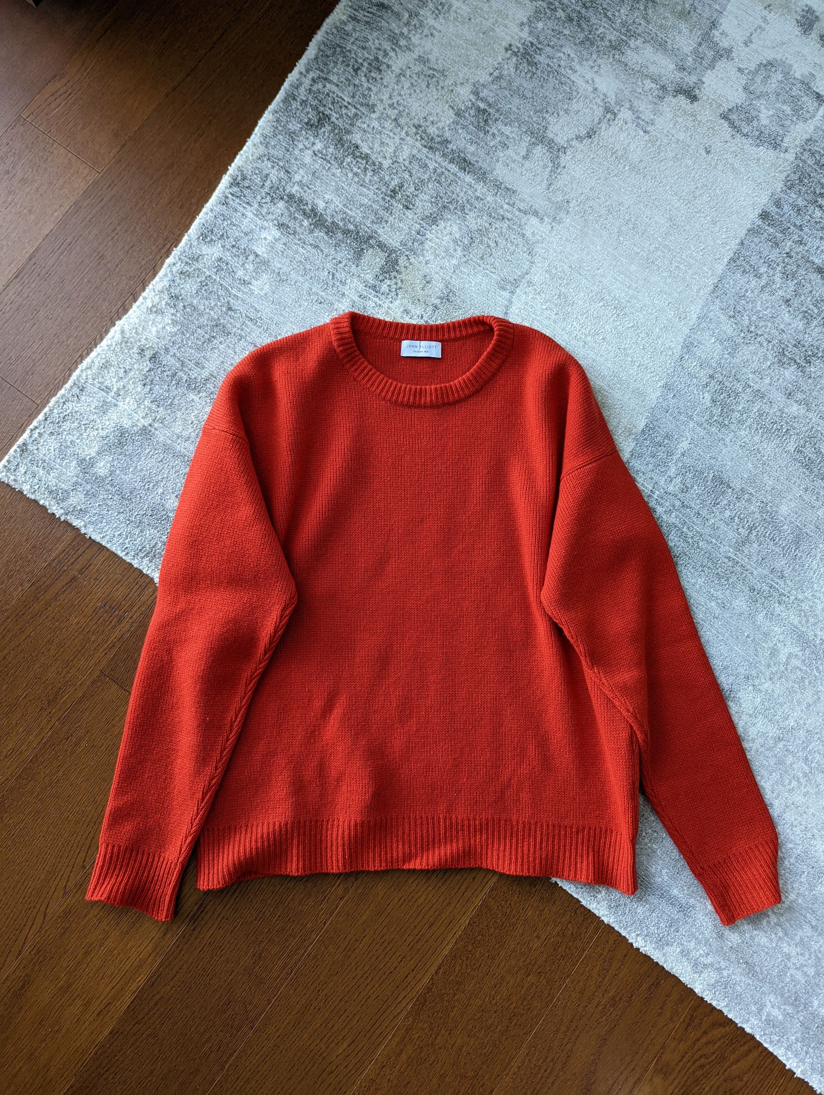 image of John Elliott Red Milano Cashmere Crew Sweater Season 10 S10, Men's (Size Small)