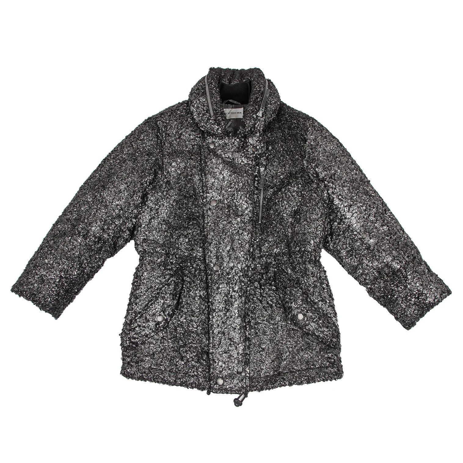 Issey Miyake Foil Print Fur Half Coat in Black Silver, Size M Size US M / EU 48-50 / 2 - 1 Thumbnail