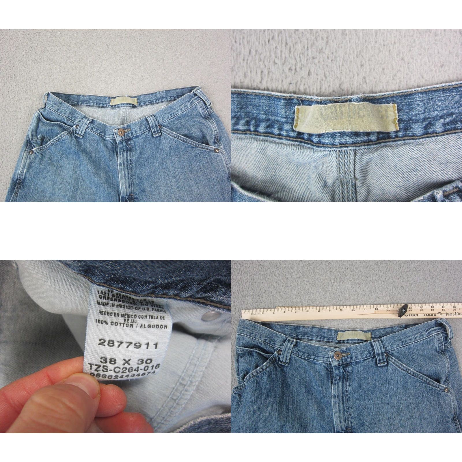 Lee VINTAGE Lee Jeans Mens 38x30 Denim 5-Pocket Straight Blue Regular Waist Carpenter Workwear 80s 90s Size US 38 / EU 54 - 8 Thumbnail