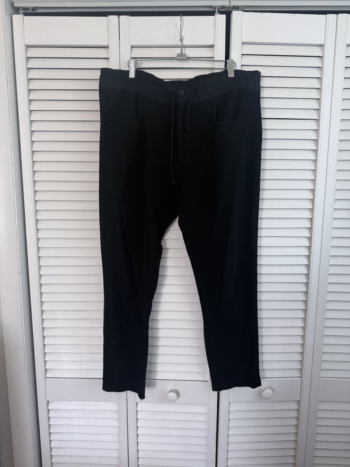 Ann Demeulemeester Ann Demeulemeester Black Wool Drawstring Trousers Size US 32 / EU 48 - 1 Thumbnail